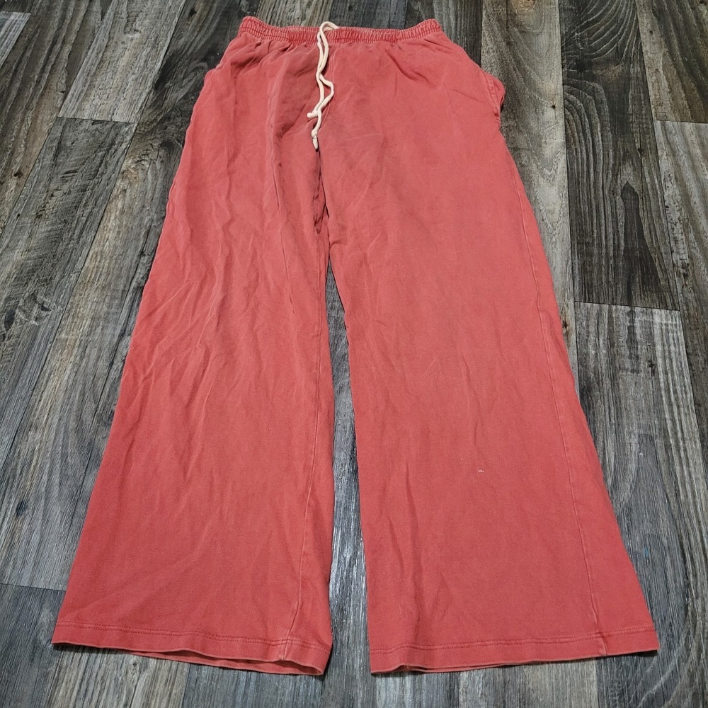 Brandy Melville Sweatpants, Drawstring, Baggy Wide Leg Orange (Small Holes)